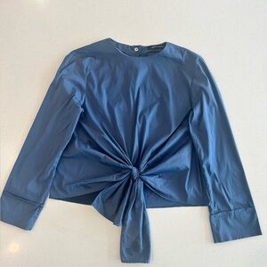 Zara Blue Tie Front Blouse